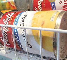 16 brilliant wire basket hacks everyone s doing right now, Line Up Canned Food In A Dollar Store Basket