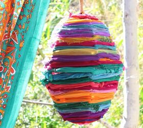16 brilliant wire basket hacks everyone s doing right now, Weave In Colorful Fabric For A Boho Lamp