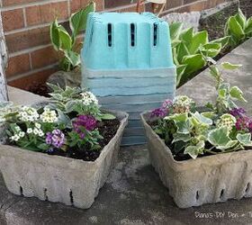 20 easy concrete projects that anyone can make, Concrete Dipped Berry Box Planters