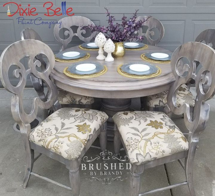 create your own weathered wood dining set