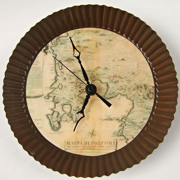 22 diy wall clocks you ll love, Antique Map Clock