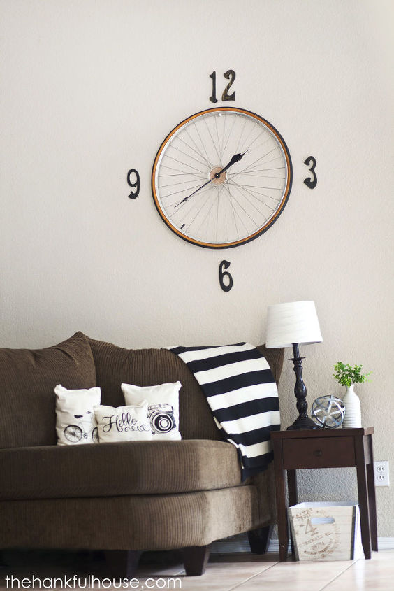22 diy wall clocks you ll love, Vintage Bicycle Wheel Clock