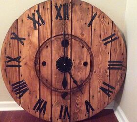 22 diy wall clocks you ll love, Rustic Cable Spool Wall Clock