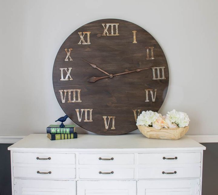 22 diy wall clocks you ll love, Time to make a giant clock from a tabletop