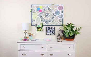 DIY Inexpensive Cork Board With Tile Stencils