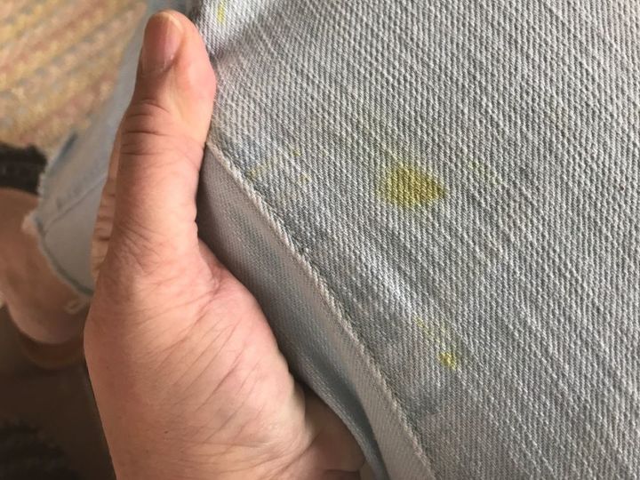 q how to get yellow mustard stains out of light blue jeans