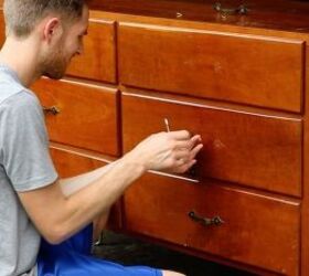 how to restore and old dresser, Removing the drawer pulls