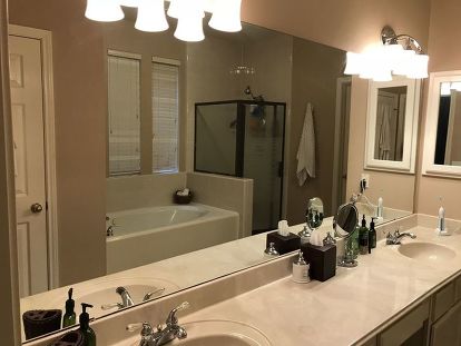 Huge Builders Grade Bathroom Mirror, How To Take Down A Bathroom Mirror With Clips