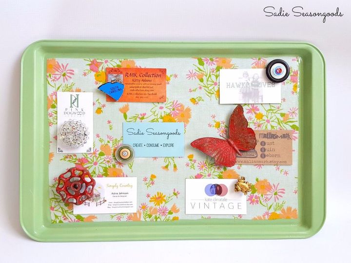 s 30 creative ways to repurpose baking pans, Turn a cookie sheet into a magnetic memo boar