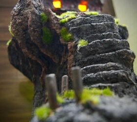 paper clay haunted house with lights 2