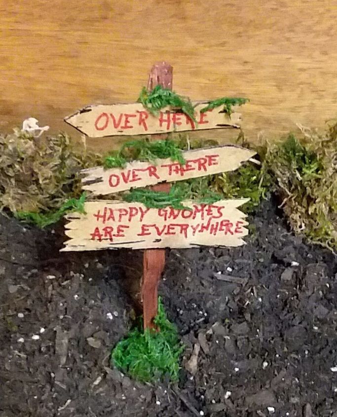 semi permanent indoor fairy gnome garden mailbox ladder and sign