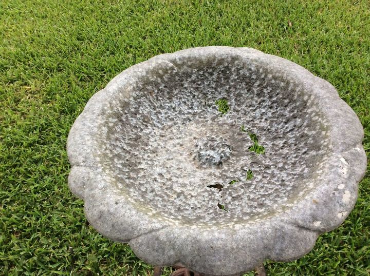 q how to mosaic my rusted through bird bath