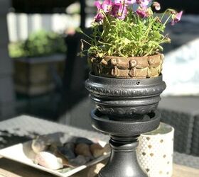 diy repurposed pedestal planter