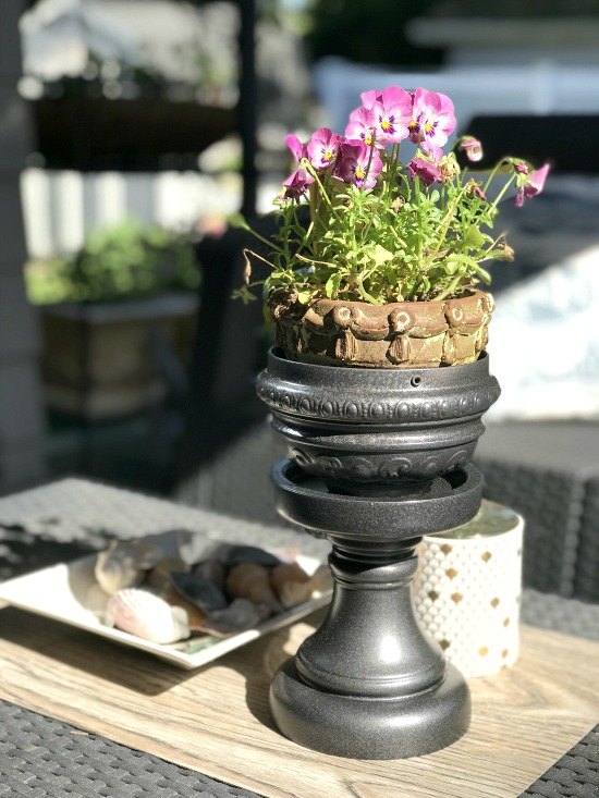 diy repurposed pedestal planter