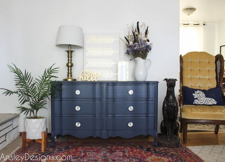 Navy Frency Provincial Dresser With, Navy Blue Dresser Knobs
