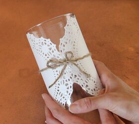 s 21 totally terrific things you can do with doilies, Stick It Onto A Glass Vase
