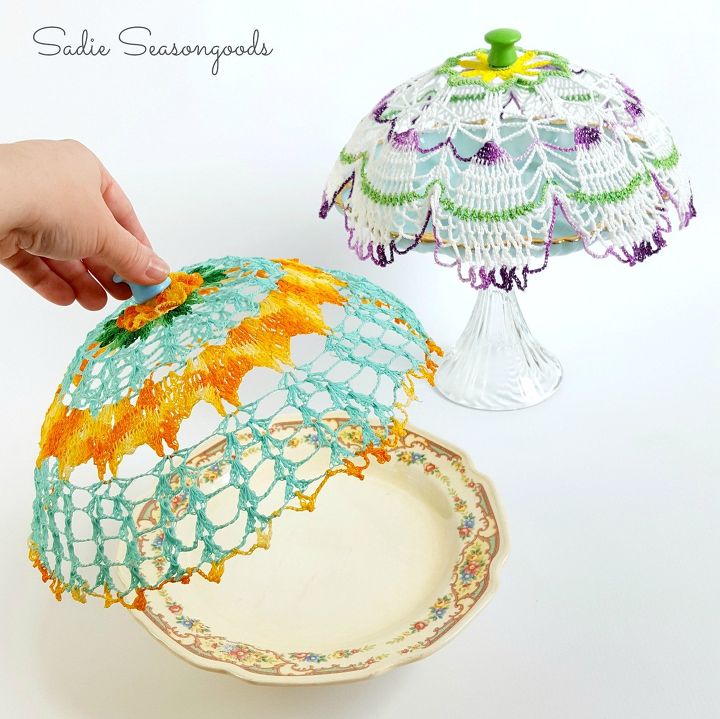 s 21 totally terrific things you can do with doilies, Stiffen Them Into Cloche Covers