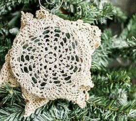 s 21 totally terrific things you can do with doilies, Turn It Into A Christmas Ornament