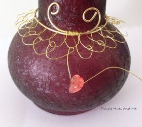 how to update plain vases or bottles with wire netting and stones