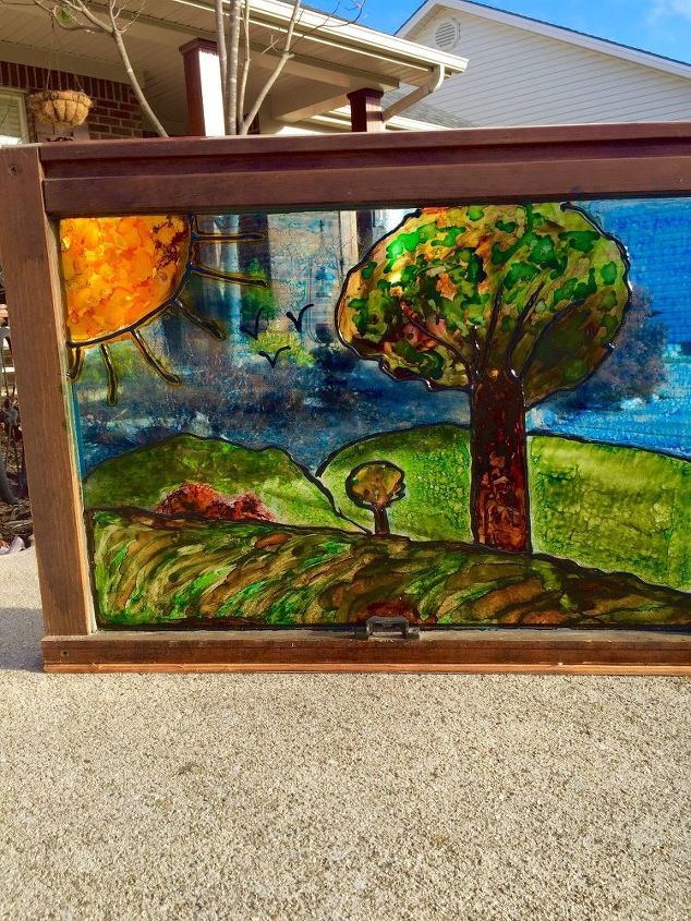 19 fantastic techniques for faux stained glass, Alcohol ink Old window True love