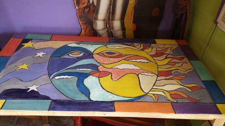 19 fantastic techniques for faux stained glass, Stained glass table no glass