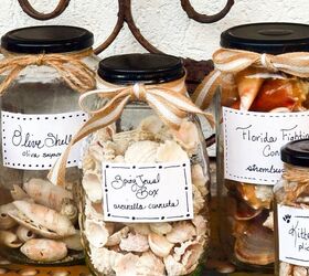s 31 coastal decor ideas perfect for your home, Recycle Pickle Jars Into Seashell Jars