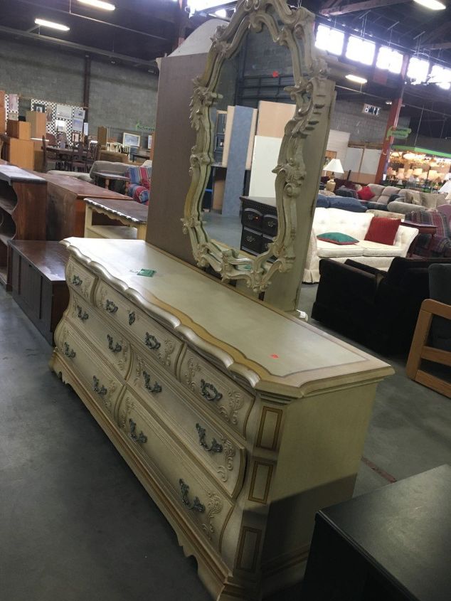 gray french provincial dresser
