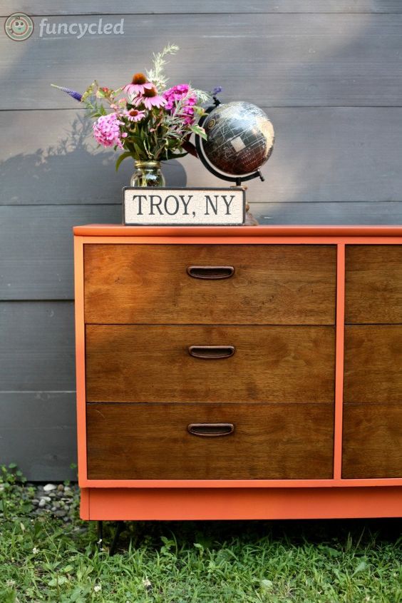 burnt orange mid century dresser