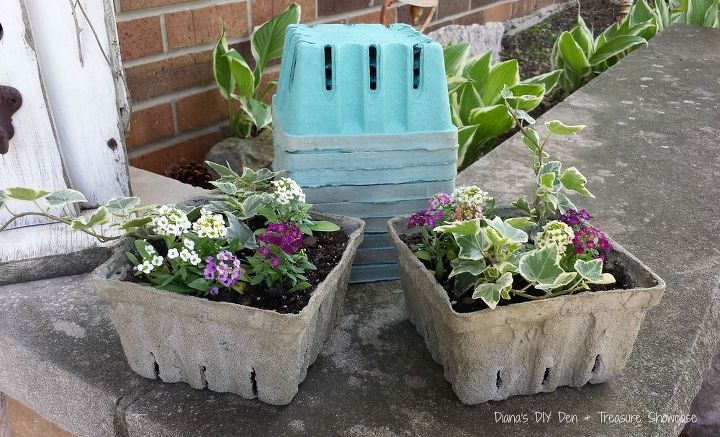 s 20 easy concrete projects that anyone can make, Concrete Dipped Berry Box Planters