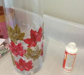 Decoupage Fall Leaves Vase