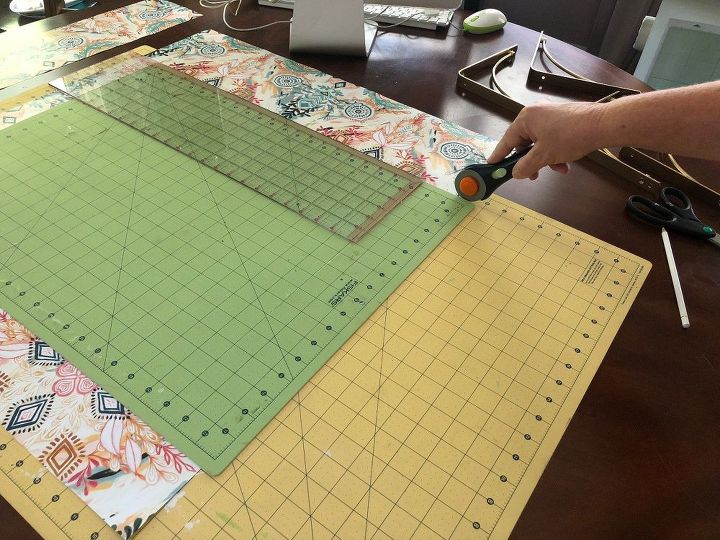 how i dressed up my wood wall shelf with mod podge and gift wrap