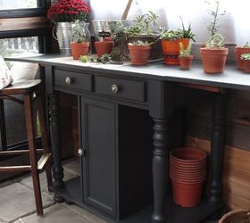 how to paint a potting bench