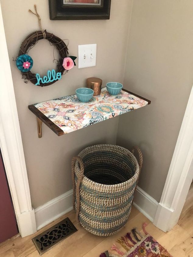 How To Dress A Wood Wall Shelf With Mod Podge And Gift Wrap Diy