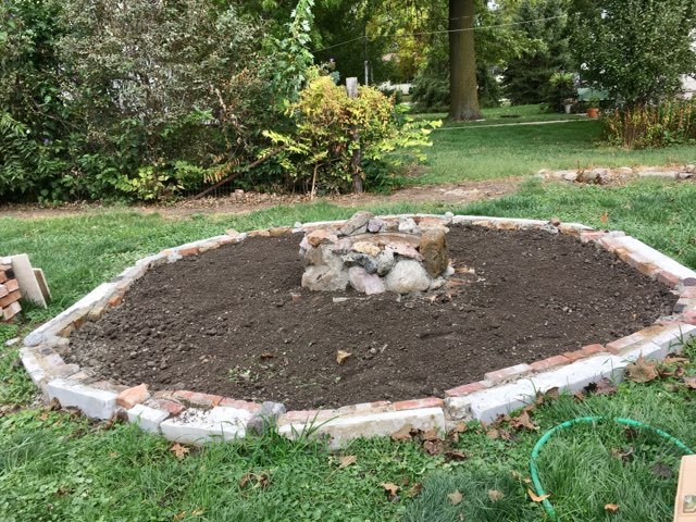 stage one of my up cycled backyard the fire pit