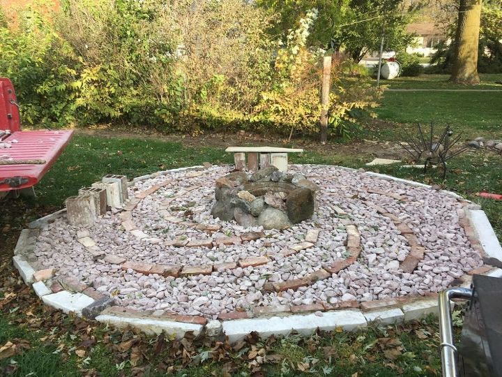 stage one of my up cycled backyard the fire pit