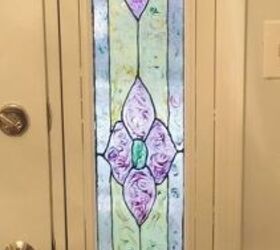 s 19 fantastic techniques for faux stained glass, This entry way glass gets a new look