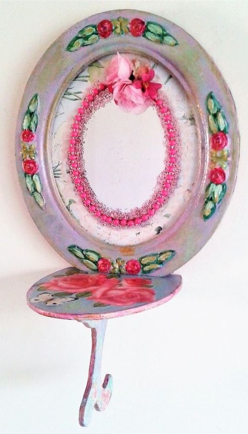 shabby chic vintage mirror with integrated shelf