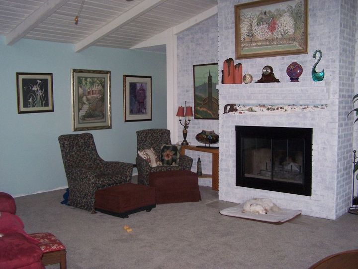 massive brick fireplace wall whitewash white wash success