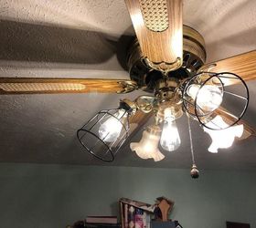 q how to redo this ceiling fan with my red maple cabinets