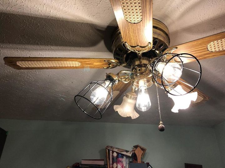 q how to redo this ceiling fan with my red maple cabinets