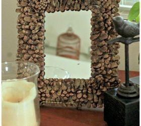 give a mirror a new look with pine cones