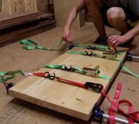 modern writing desk, Clamping and ratcheting the panel together