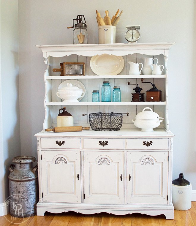 s 18 ways to get the farmhouse kitchen of your dreams, Give an old hutch some Farmhouse flair