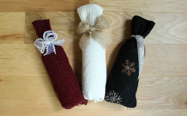 super easy diy wine gift bag from a sweater