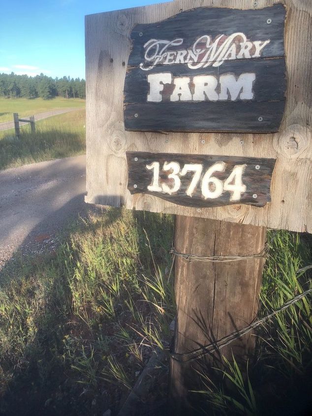 finished farm address sign