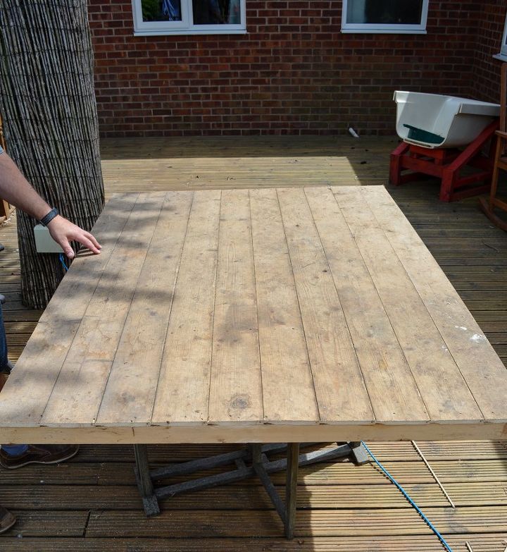 transform your old shed into a garden table