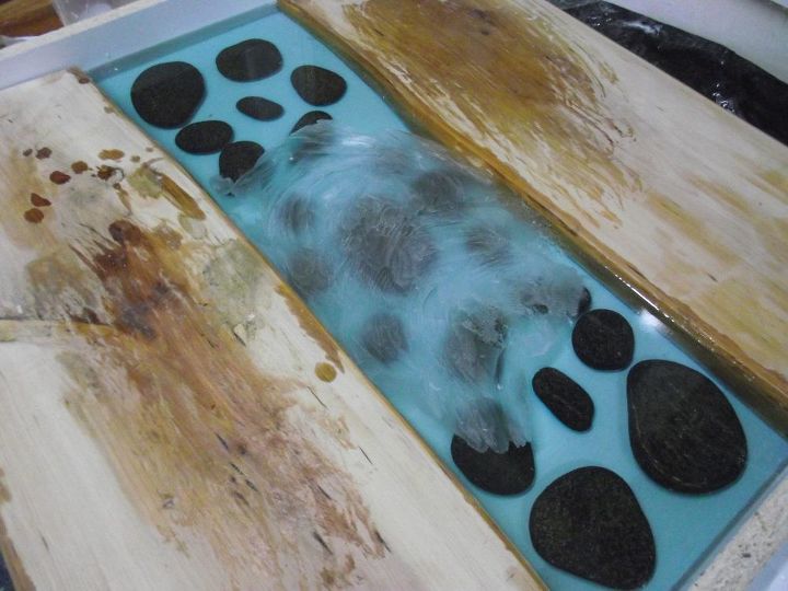 a poured epoxy resin coffee table