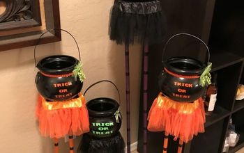 Witch Legs Cauldron Candy Stand
