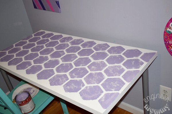 diy purple hexagon desk