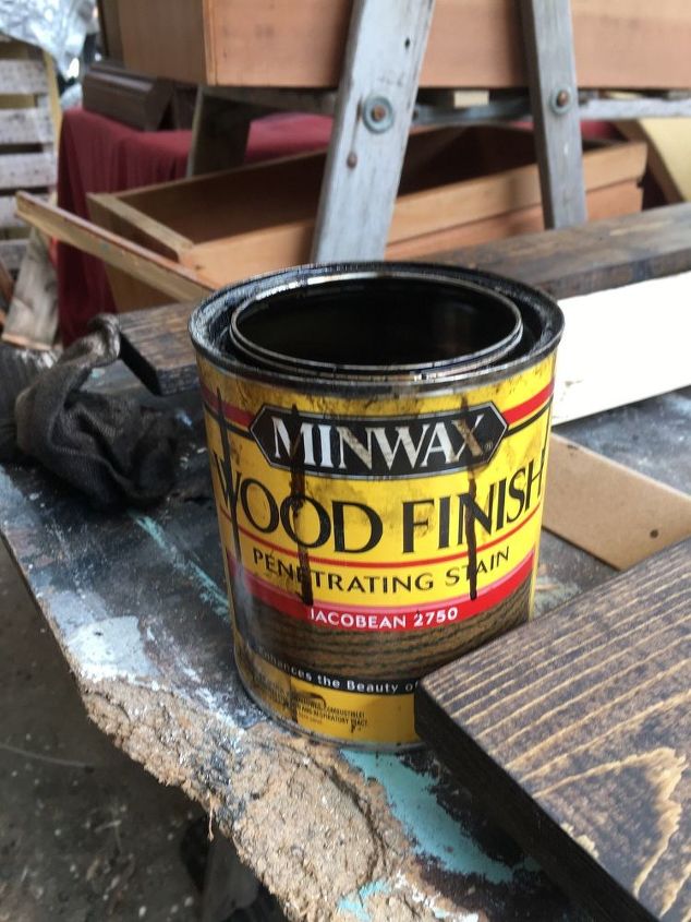 wooden rolling cart, Stain